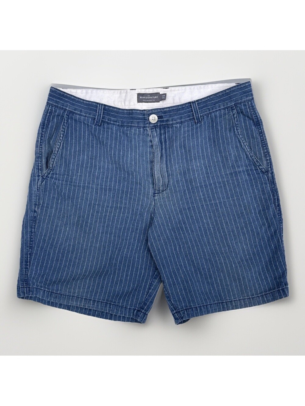 L.L. Bean Signature Men's Blue Pinstripe Slim Straight Chino
